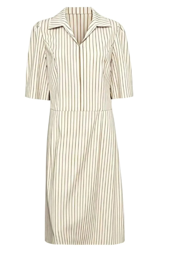 Dear Molly - Shirt Dress - White And Brown Stripe Kjoler 
