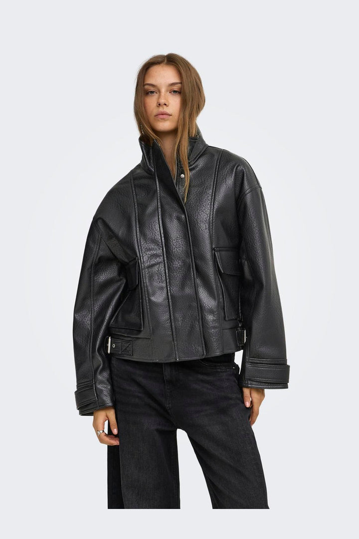Only - Onlvani Ls Faux Leather Biker Jacket Pn - 5205108 Black