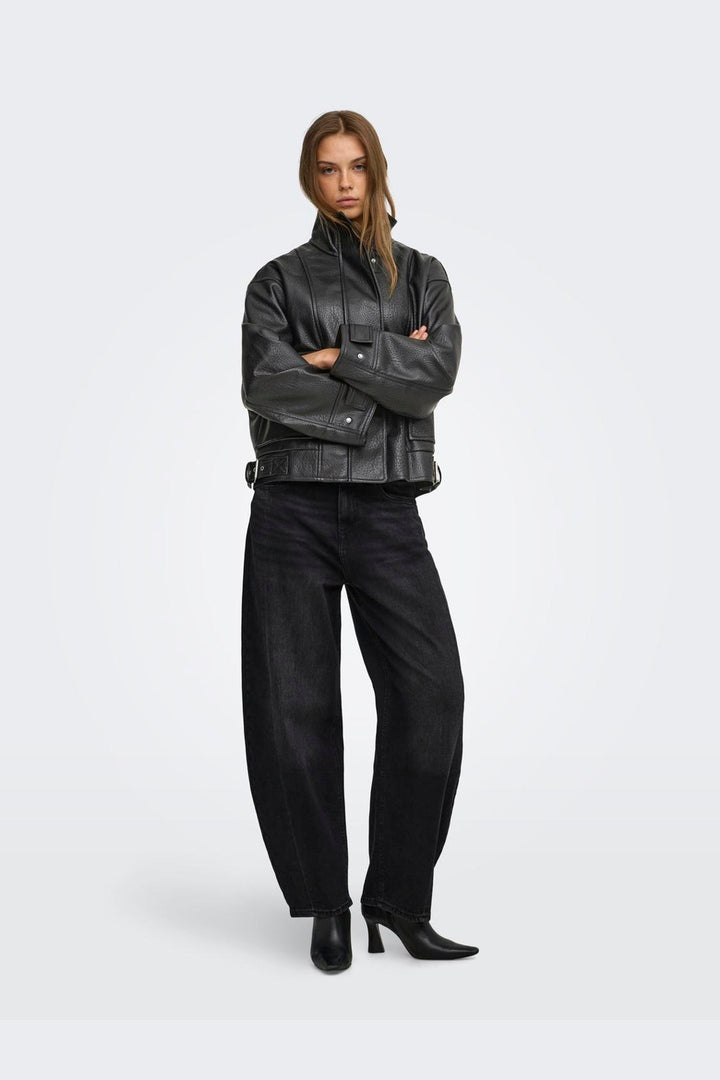 Only - Onlvani Ls Faux Leather Biker Jacket Pn - 5205108 Black