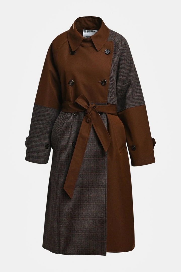 Essentiel Antwerp - Kagu Patchwork Trench Coat - K1ba Combo1 Bear Me Frakker 