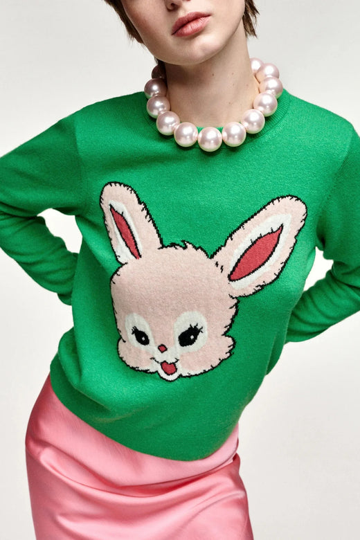 Essentiel Antwerp - Kapital Jacquard Rabbit Pull - K3kq Combo3 Kiwi Queen Bluser 