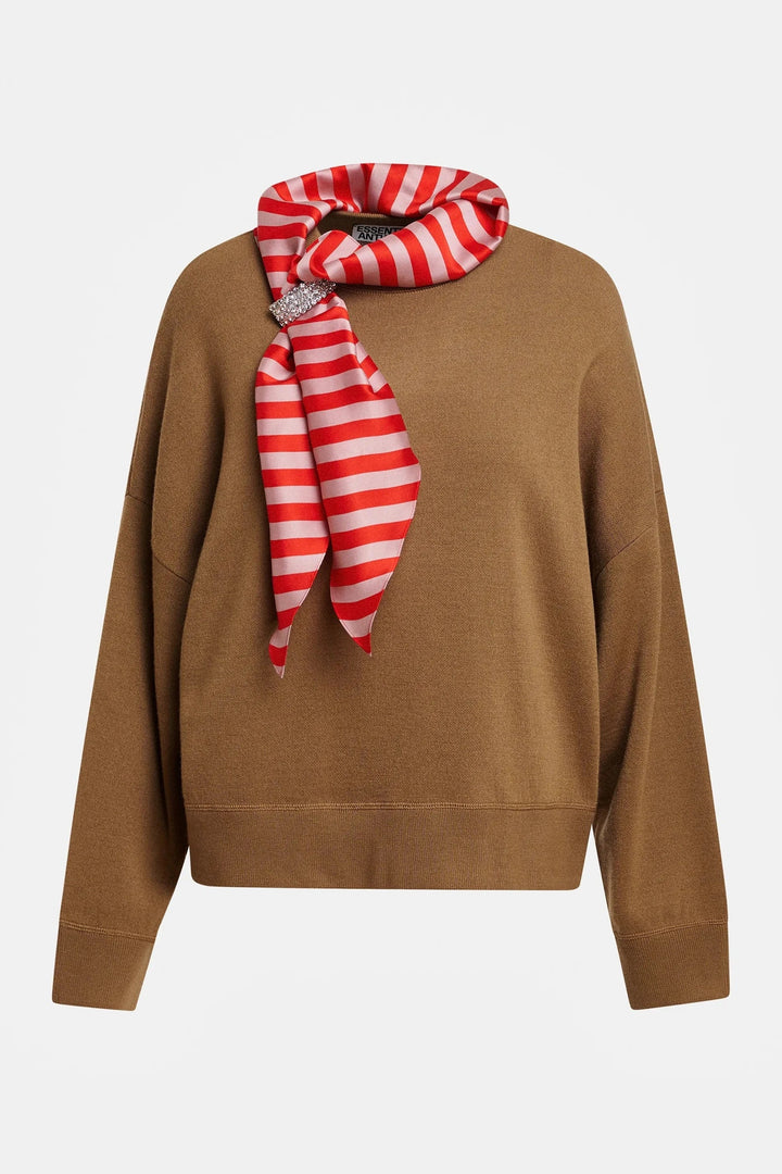 Essentiel Antwerp - Kurtis Pullover With Scarf - Cc05 Camel Club Bluser 