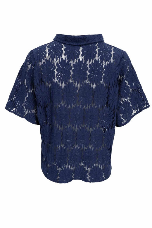 Black Colour - Bccosmos Ss Flower Shirt 40889 - Navy