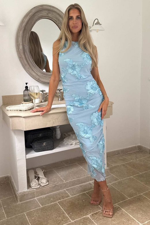 BYIC - Miraic Mesh Dress A23766 - Blue Flower