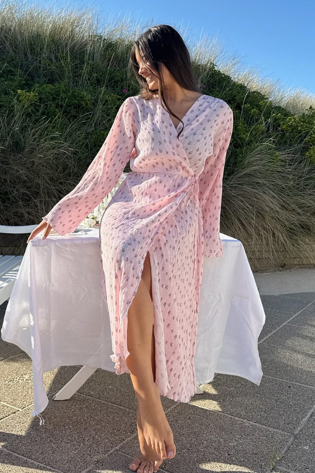 BYIC - Ofeliaic Long Wrap Dress A23640 - Pink