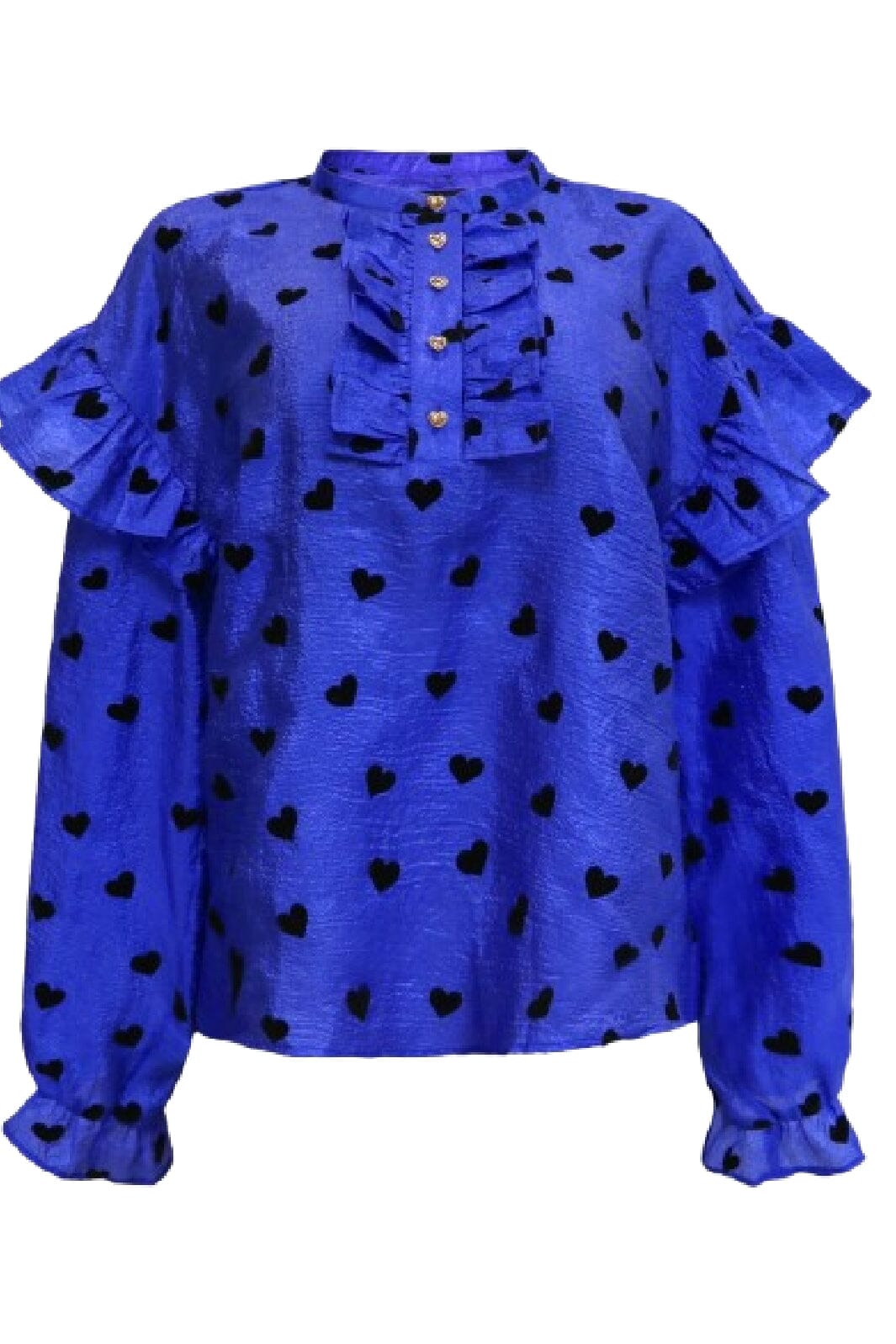 Liberte - Tia-Ls-Frill Blouse 22075 - Cobolt Blue Black Heart