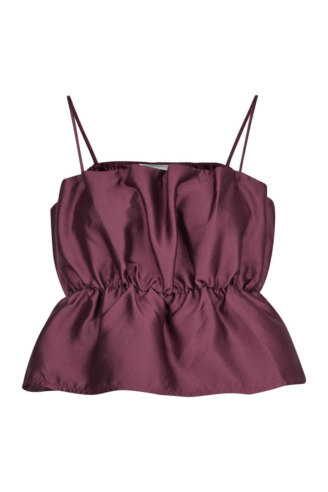 Neo Noir - Tipton Dull Satin Top - Burgundy