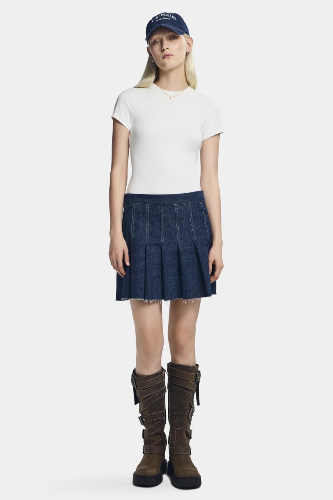 Pieces - Pcfabia Short Plisse Denim Skirt Fsy - 4745600 Dark Blue Denim