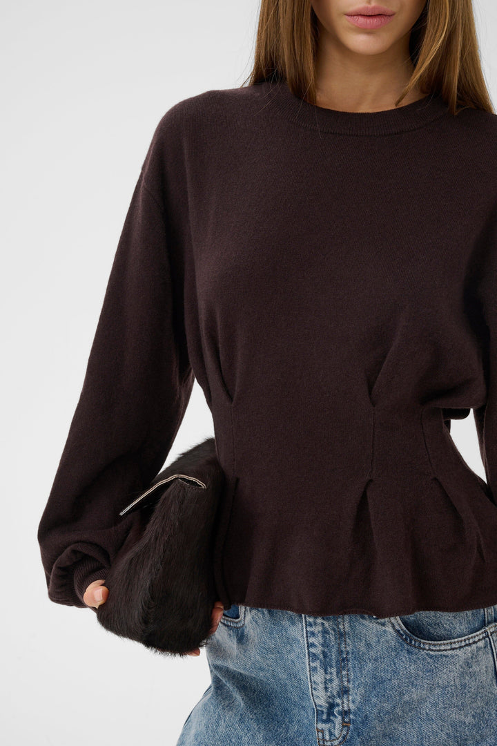 Gestuz - Gzmanzi Waist Pullover 10911492 - 191018 - Ganache Strikbluser 