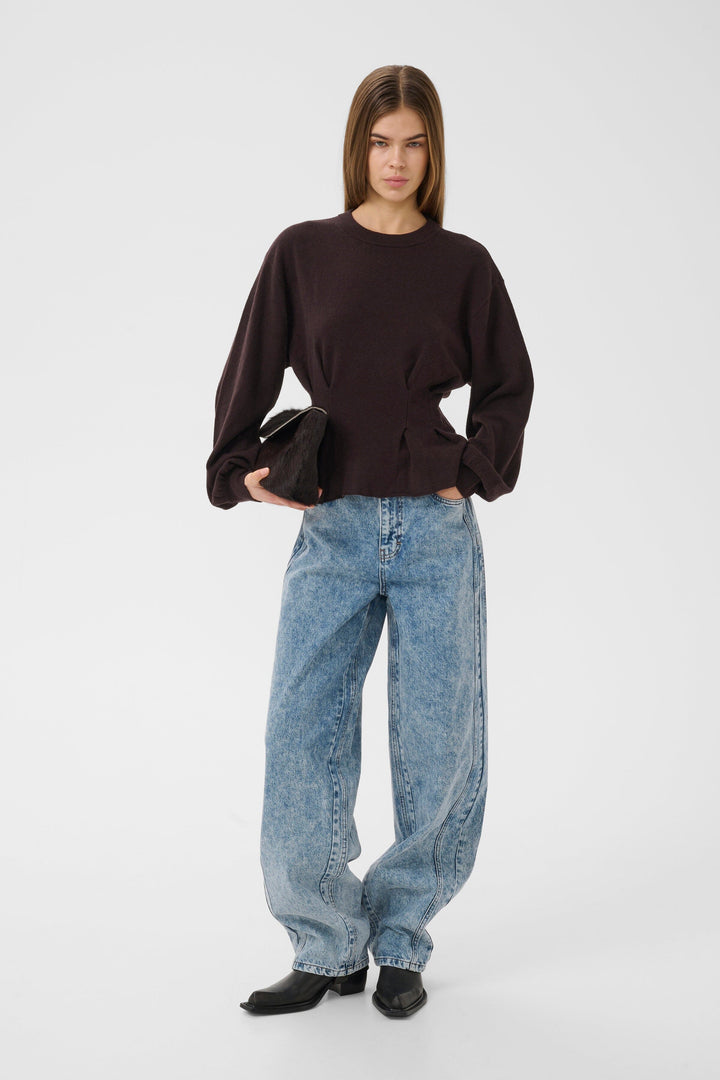 Gestuz - Gzmanzi Waist Pullover 10911492 - 191018 - Ganache Strikbluser 