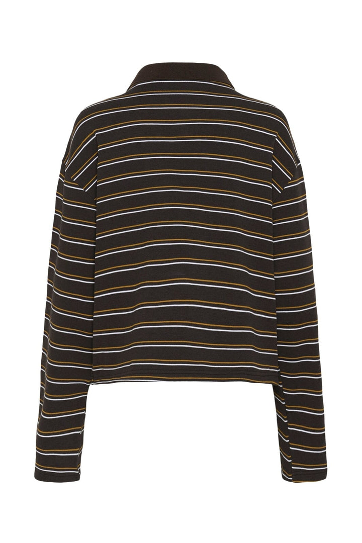 Gestuz - Gzpilova Ls Polo Tee 10911483 - 109843 - Ganache Striped