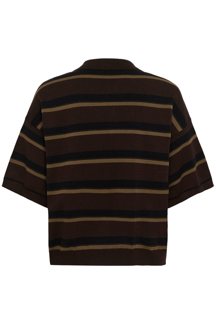 Gestuz - Gztaia Ss Polo Pullover 10910933 - 110053 - Molé/Black/Military Olive Strikbluser 