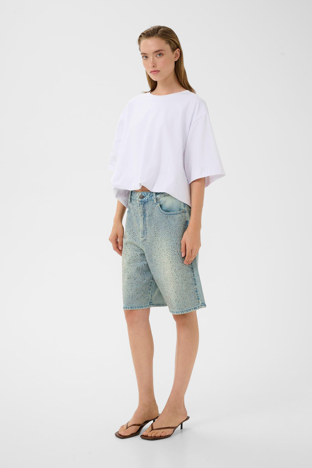 Gestuz - Gzzorah Long Shorts 10911177 - 104609 - Mid Blue Washed Shorts 