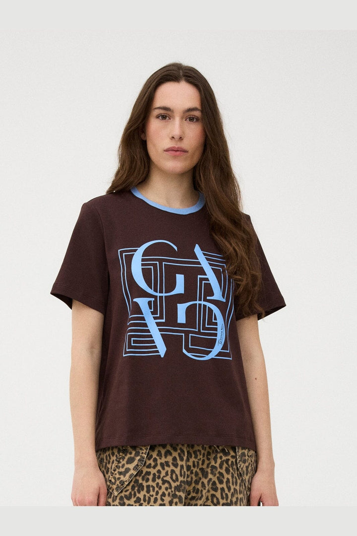 Gossia - Basgo Tee G2850 - Chocolate / Blue Print