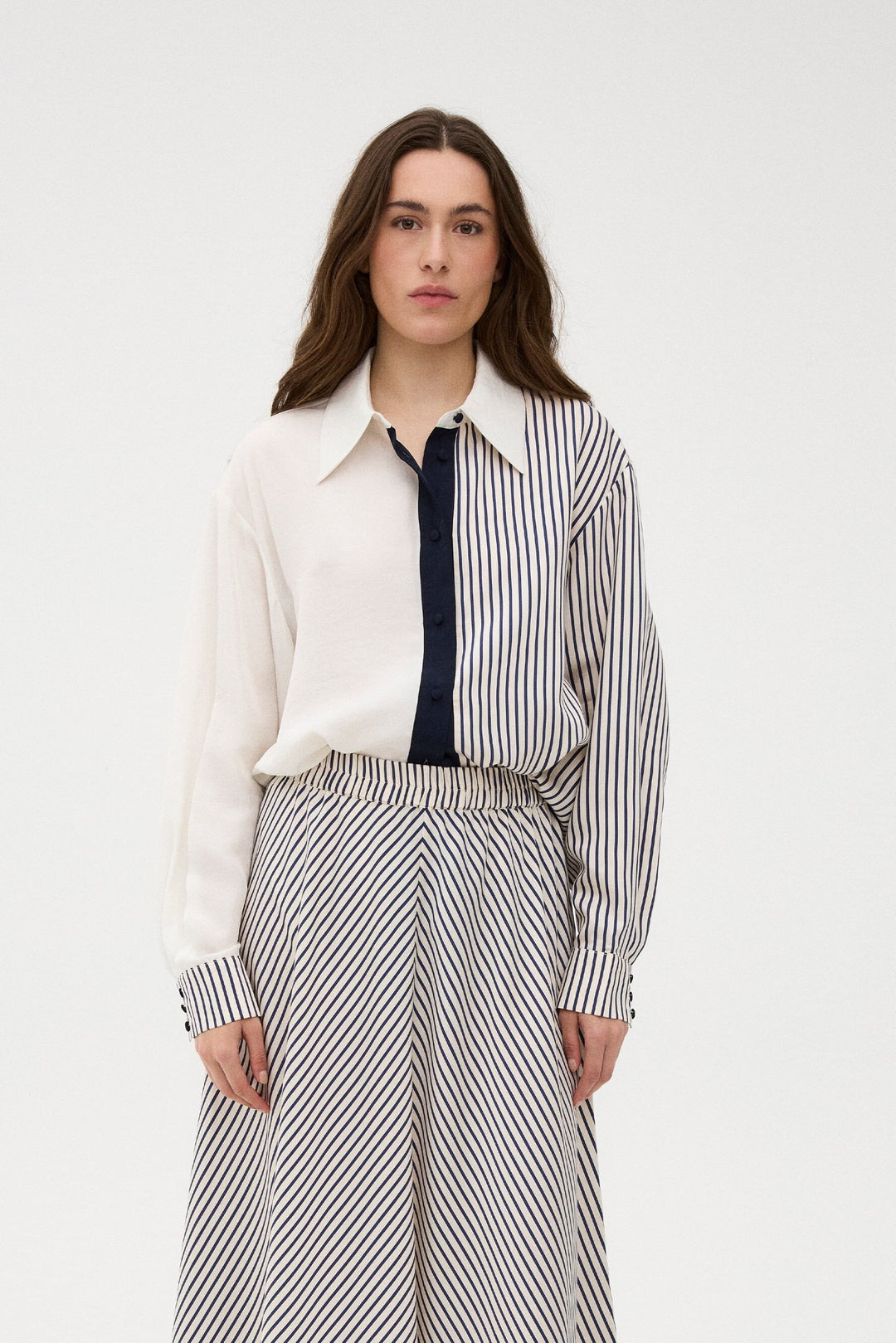 Gossia - Cecilego Shirt G3313 - Navy Creme Stripes Skjorter 