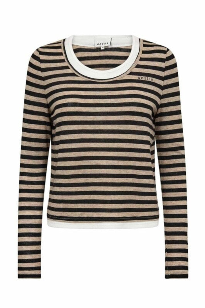Gossia - Elmago Blouse G3119 - Sand Black Stripes