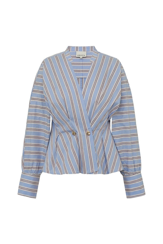 Gossia - Miego Blouse G3238 - Blue / Brown Stripes