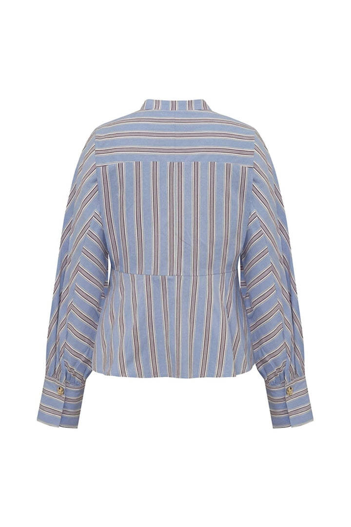 Gossia - Miego Blouse G3238 - Blue / Brown Stripes