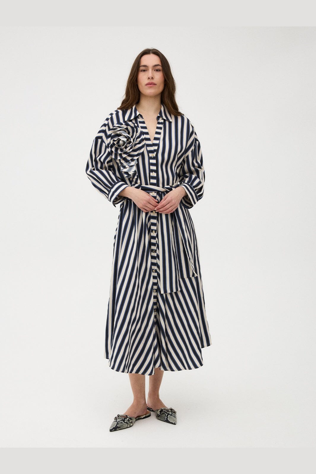 Gossia - Pipergo Dress G3359 - Navy Creme Stripes