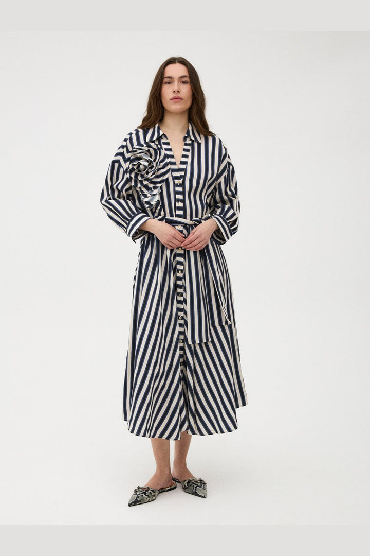 Gossia - Pipergo Dress G3359 - Navy Creme Stripes