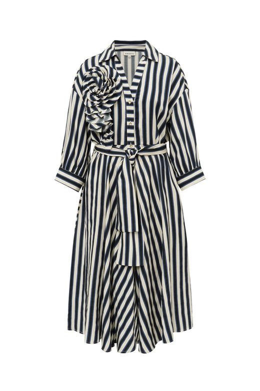 Gossia - Pipergo Dress G3359 - Navy Creme Stripes