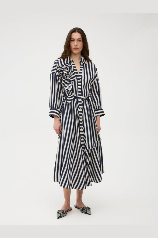 Gossia - Pipergo Dress G3359 - Navy Creme Stripes
