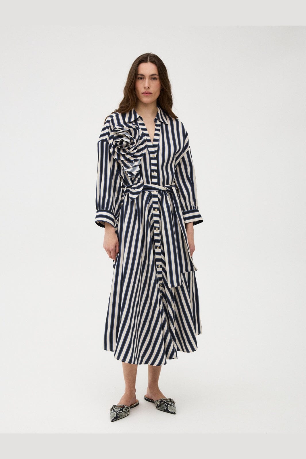 Gossia - Pipergo Dress G3359 - Navy Creme Stripes