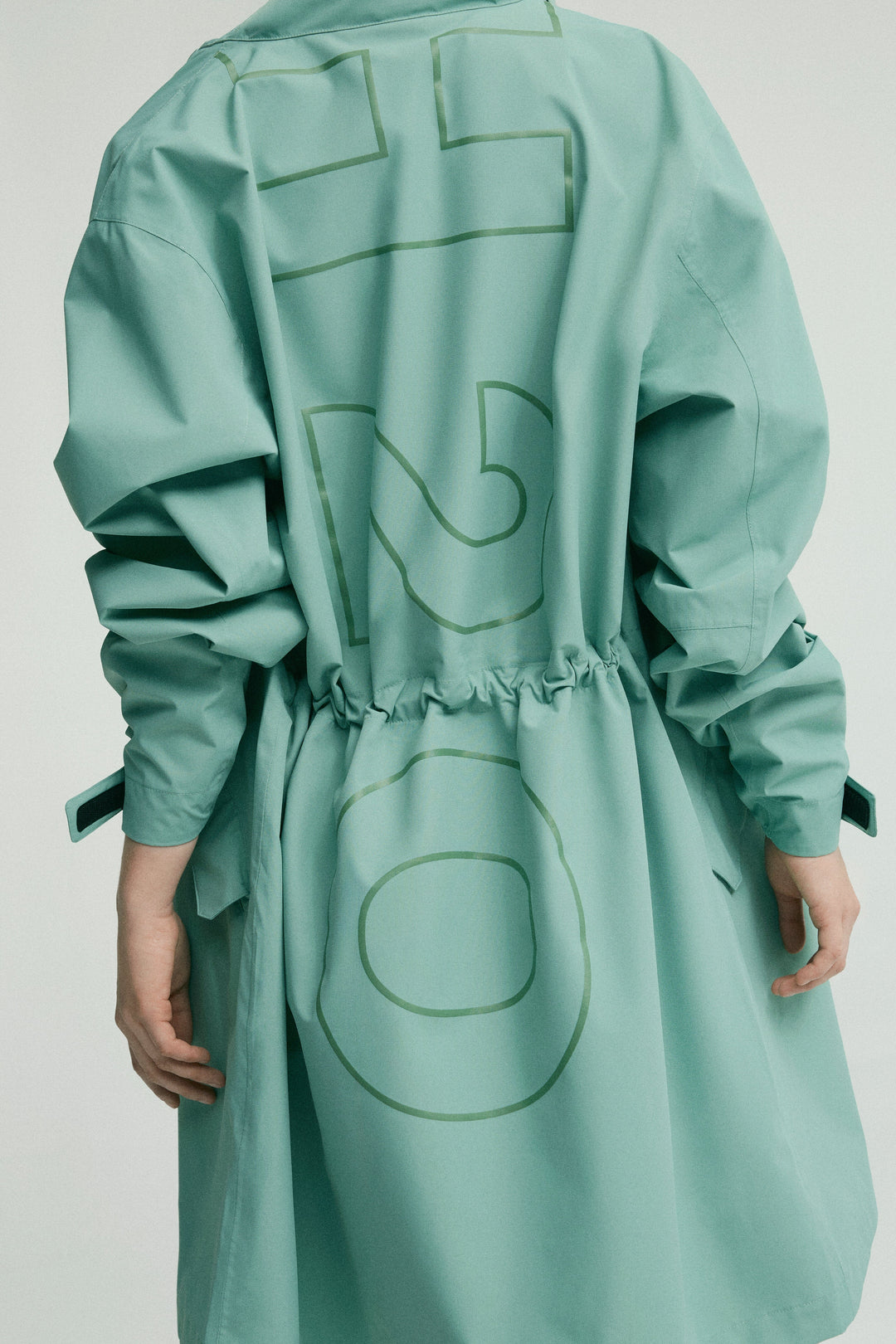 H2O - Rømø Logo Lw Rain Long Jacket 100982 - 3008 - Sea Grass Regntøj 