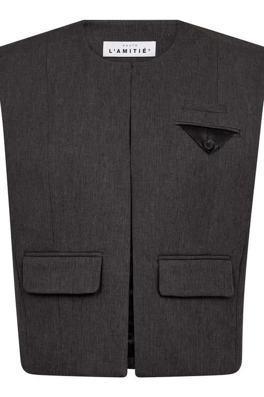 Haute L'Amitié - Amy Box Crop Waistcoat HL10683 - Grey Melangé Veste 