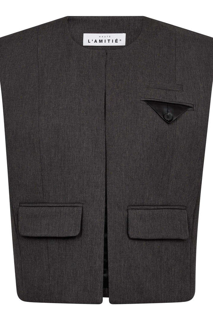 Haute L'Amitié - Amy Box Crop Waistcoat HL10683 - Grey Melangé Veste 