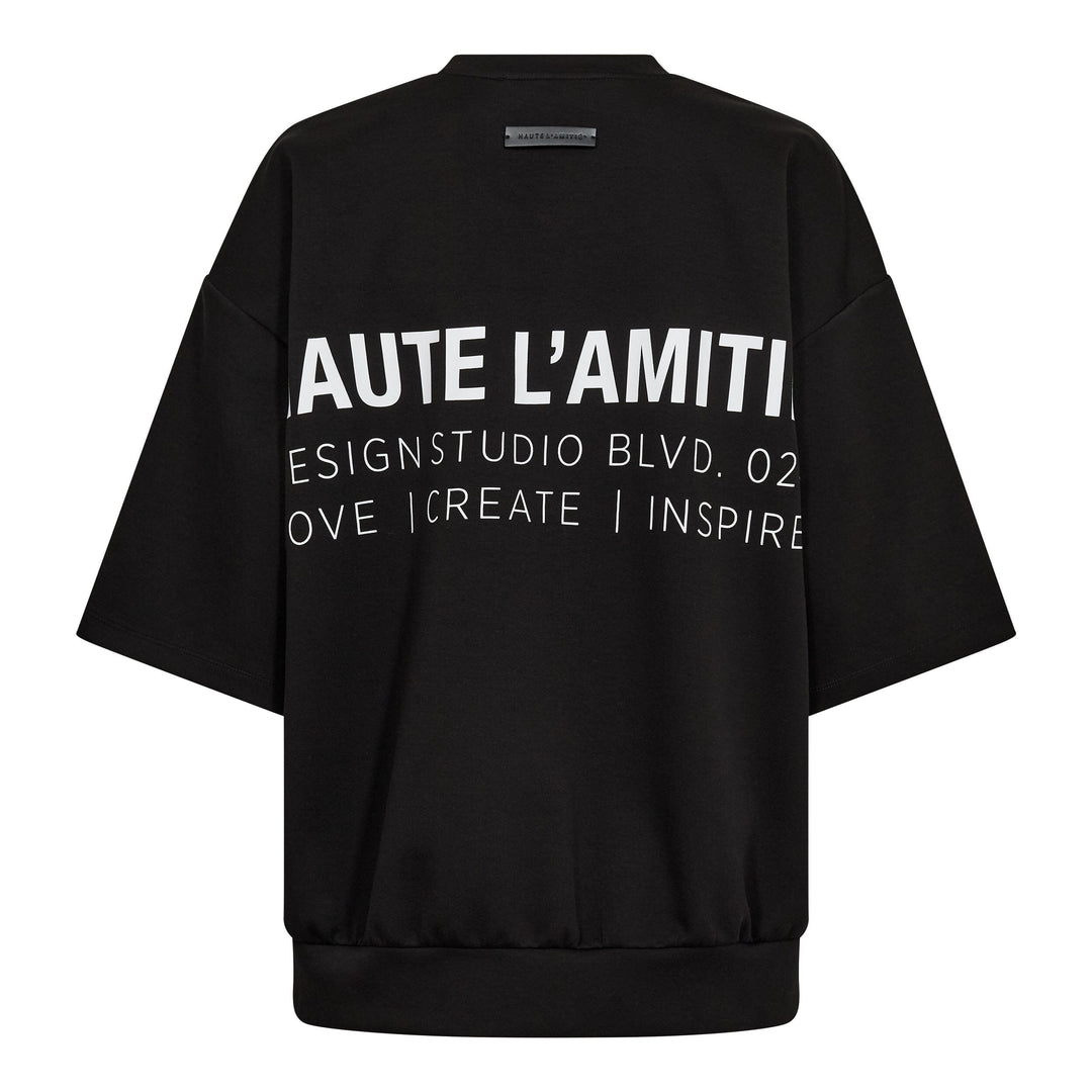 Haute L'Amitié - Back Print Studio Ss Sweat HL10687 - Black Sweatshirts 