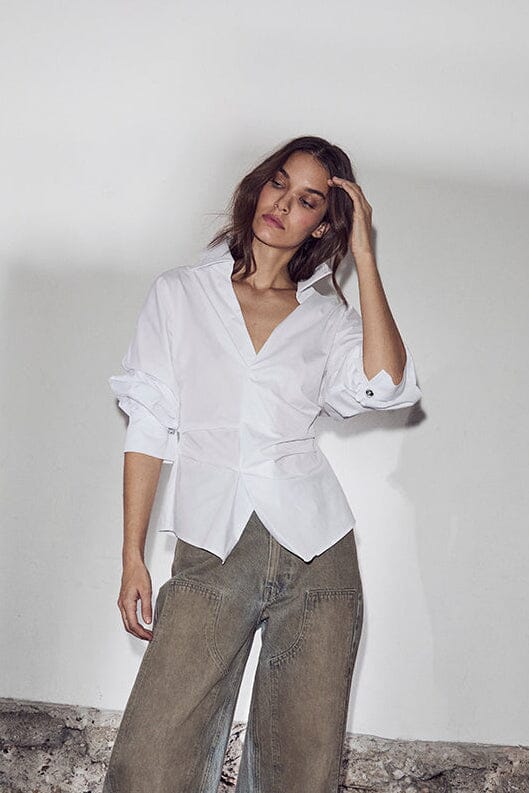 Haute L'Amitié - Bell Zip Ball Shirt HL10755 - White Skjorter 
