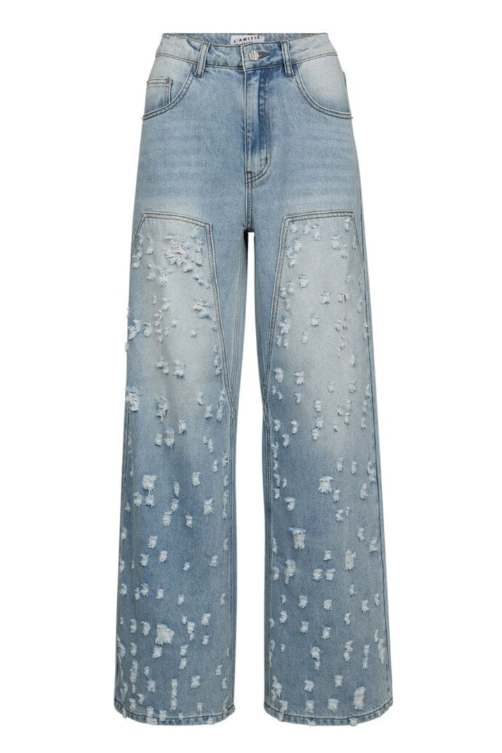 Haute L'Amitié - Bleach Distressed Patch Tall Jeans HL10354 - Bleached Denim
