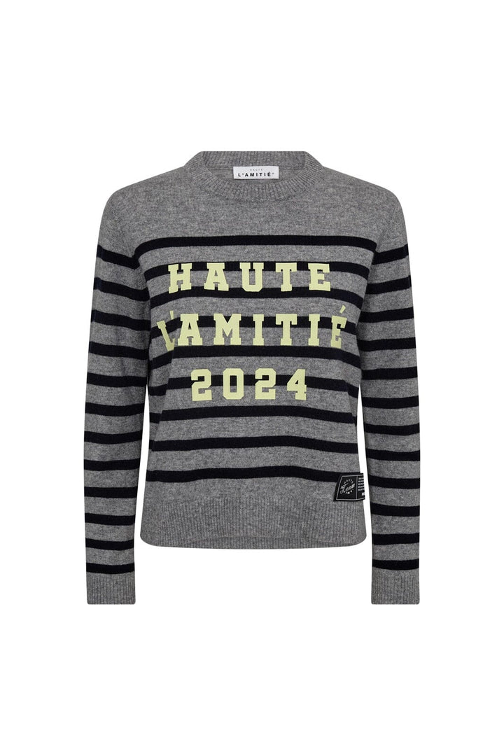 Haute L'Amitié - Cash Ls Stripe Logo Knit HL10261 - Light Grey Melange