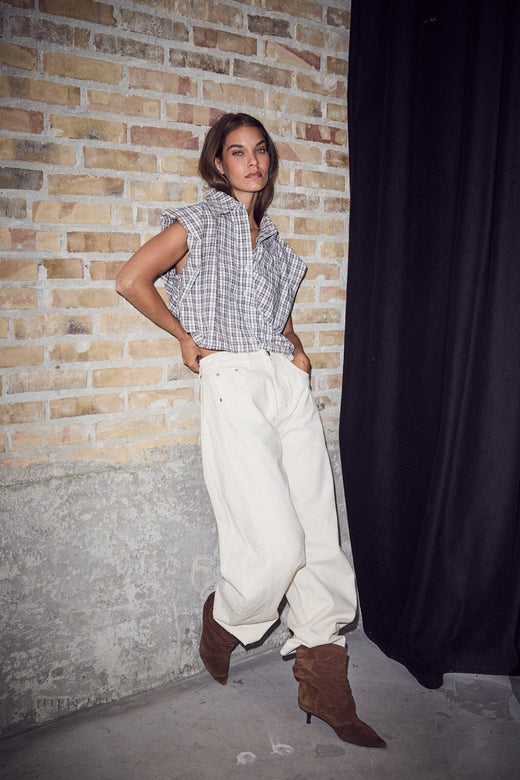 Haute L'Amitié - Dinnie Ns Mini Check Shirt HL10847 - Off-White/ Beige Skjorter 