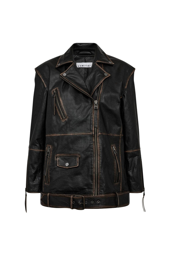 Haute L'Amitié - Leather Biker Wing Jacket HL10206 - Black