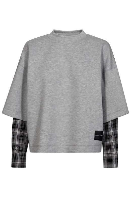 Haute L'Amitié - Maxi Sweat Ls Shirt Mix Hl11270 - Grey Melangé Skjorter 