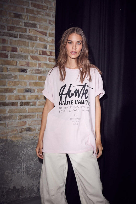 Haute L'Amitié - Studio Loose Tag Tee HL10758 - Iced Rose T-shirts 