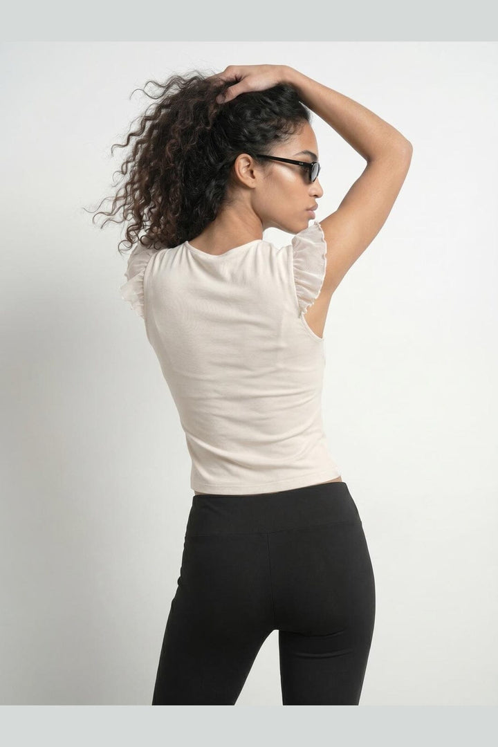 Hypedrop - Hdbente Cropped Deep-V Top 32001141 - 5242682 - Gardenia