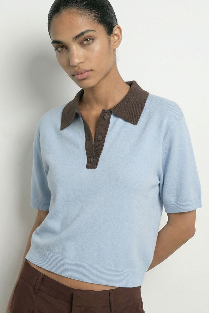 Hypedrop - Hdsarah Ss Boxy Polo Knit 32001014 - 5220689 - Ice Water