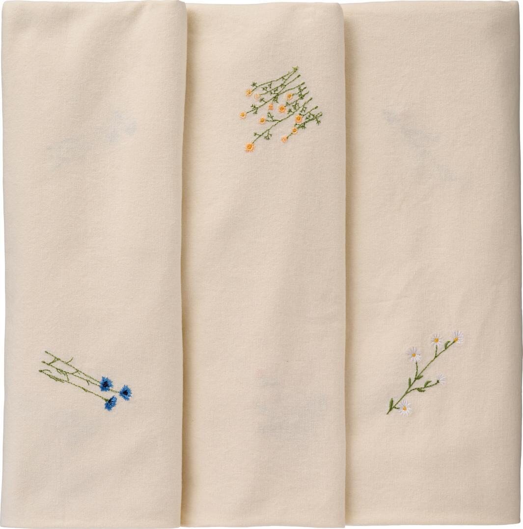 Ib Laursen - Dug Flora aflang m/margueritter, kornblomster og smørblomster butter cream - Bomuld, Polyester - 63017-82