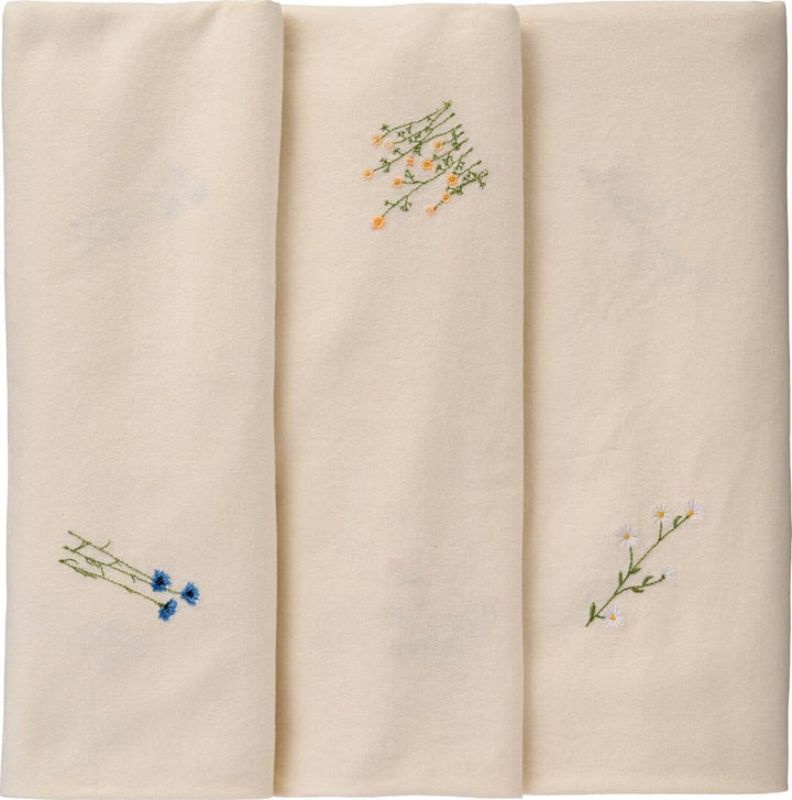 Ib Laursen - Dug Flora aflang m/margueritter, kornblomster og smørblomster butter cream - Bomuld, Polyester - 63017-82