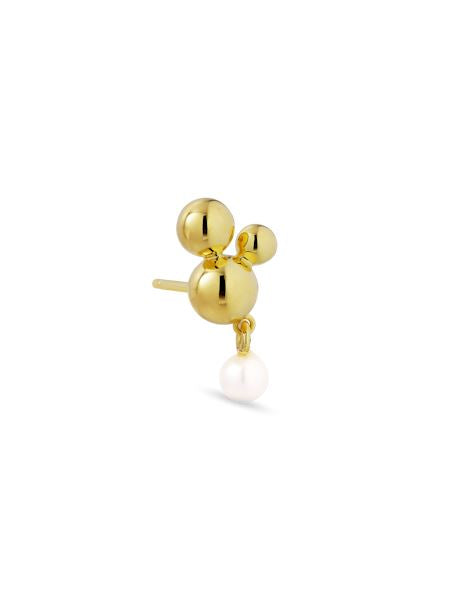Jane Kønig - Atomic Stud w. pearl pendant - Forgyldt
