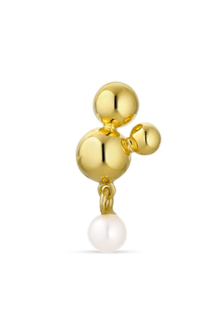 Jane Kønig - Atomic Stud w. pearl pendant - Forgyldt