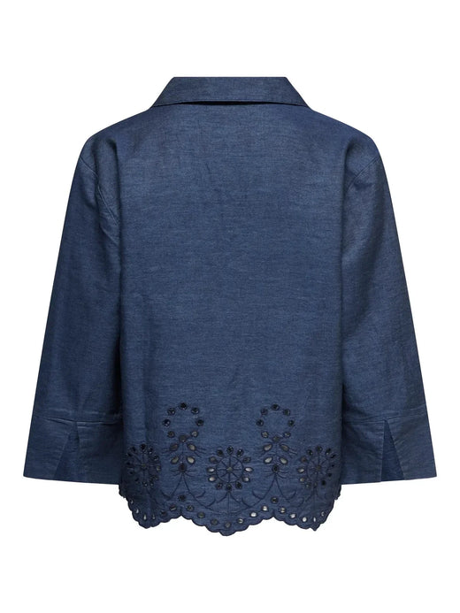 JDY - Jdybille L/S Chambray Embroidery Top - 5026792 Medium Blue Denim Embro Navy Skjorter 