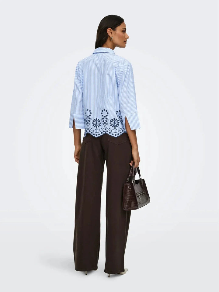 JDY - Jdybille L/S Embroidery Top - 5004770 White Provence Skjorter 