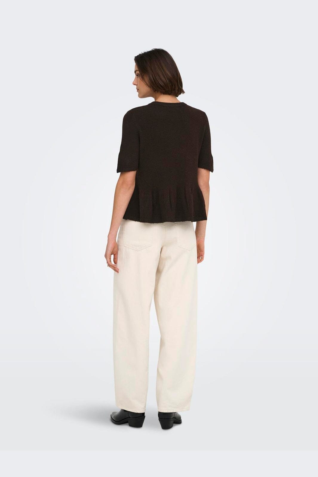 JDY - Jdybrilliant Life S/S On Peplum Pull Knt - 5038261 Coffee Bean Melange