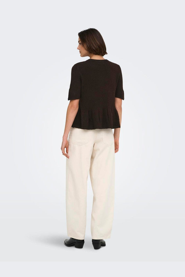 JDY - Jdybrilliant Life S/S On Peplum Pull Knt - 5038261 Coffee Bean Melange