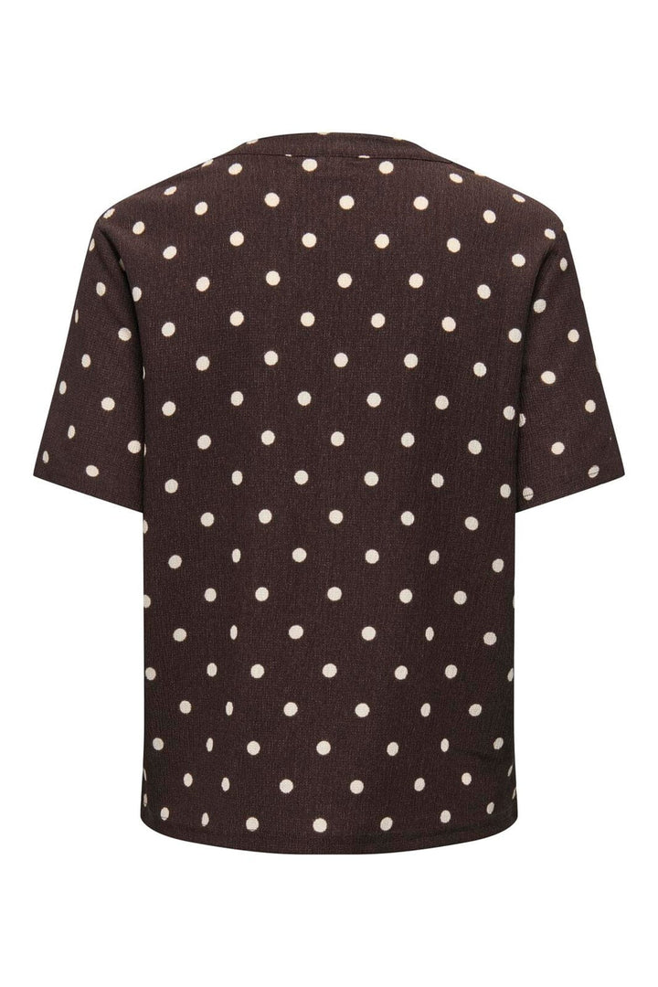 JDY - Jdydebbie Ss V Neck Top Dia - 5058910 Coffee Bean Sandshell Dot