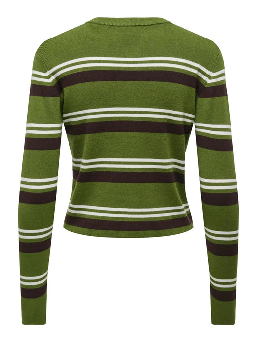 JDY - Jdyemmie L/S O-Neck Stripe Cardigan Knt - 5068549 Cedar Green W. Coffee Bean / Egret Cardigans 